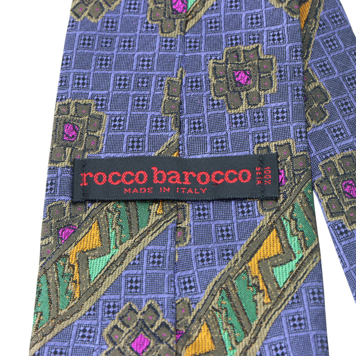 Rocco Barocco Cravatta Blu con Fantasia in Seta Uomo