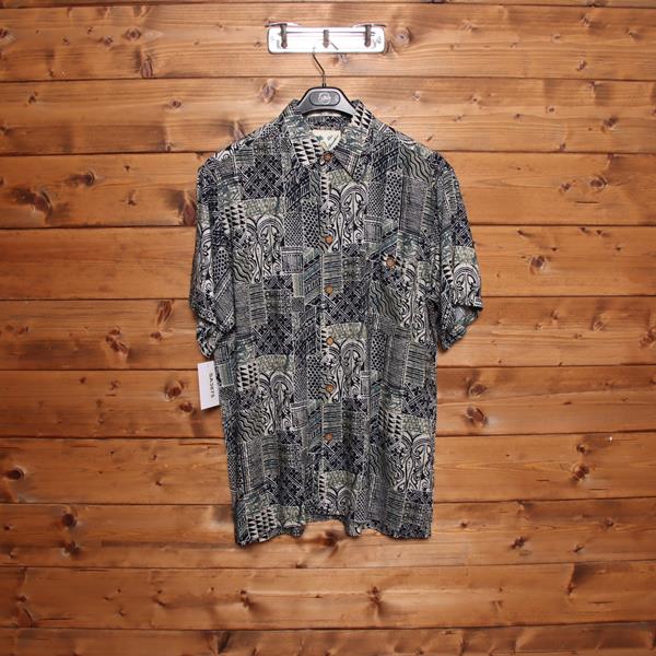 Ron Chereskin camicia hawaiana blu e beige taglia M uomo made in Korea