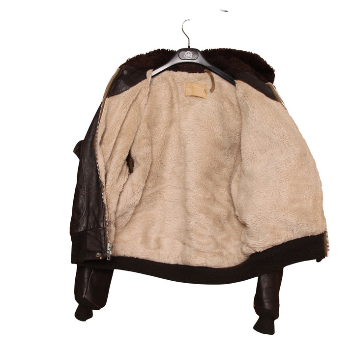 Schott Aviator Giacca in Pelle Vintage Marrone Taglia 42 Unisex Made in USA