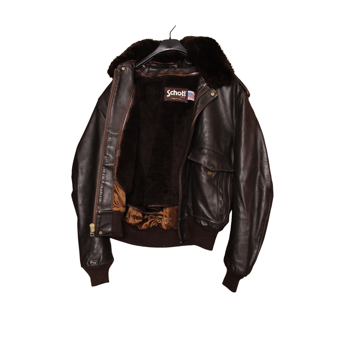 Schott Giacca in Pelle Marrone Taglia 48 Uomo Made in USA