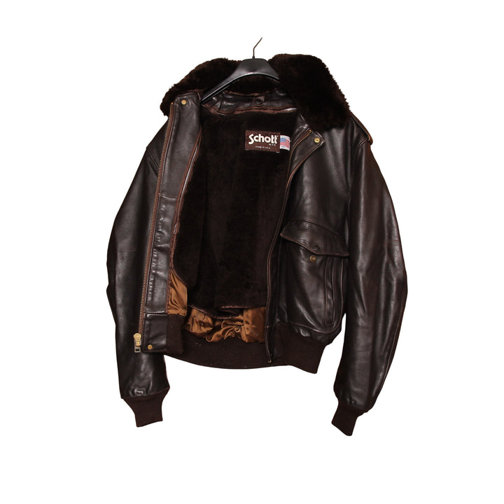 Schott Giacca in Pelle Marrone Taglia 48 Uomo Made in USA