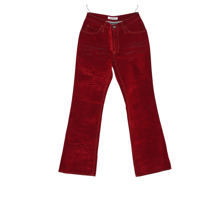 Seal Kay bootcut pantalone rosso in velluto liscio W27 da donna deadstock w/tags
