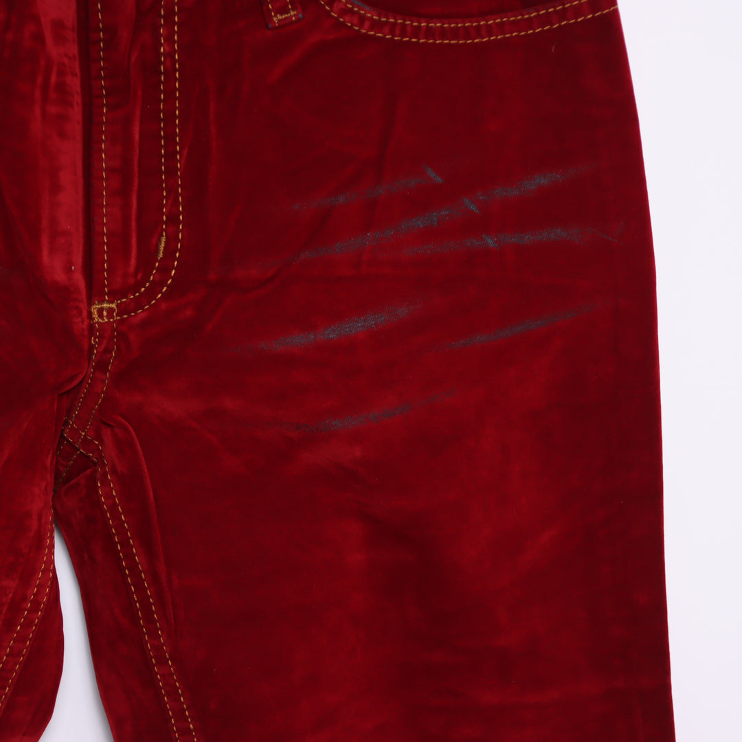 Seal Kay bootcut pantalone rosso in velluto liscio W27 da donna deadstock w/tags