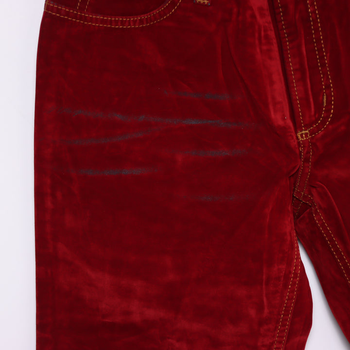 Seal Kay bootcut pantalone rosso in velluto liscio W27 da donna deadstock w/tags