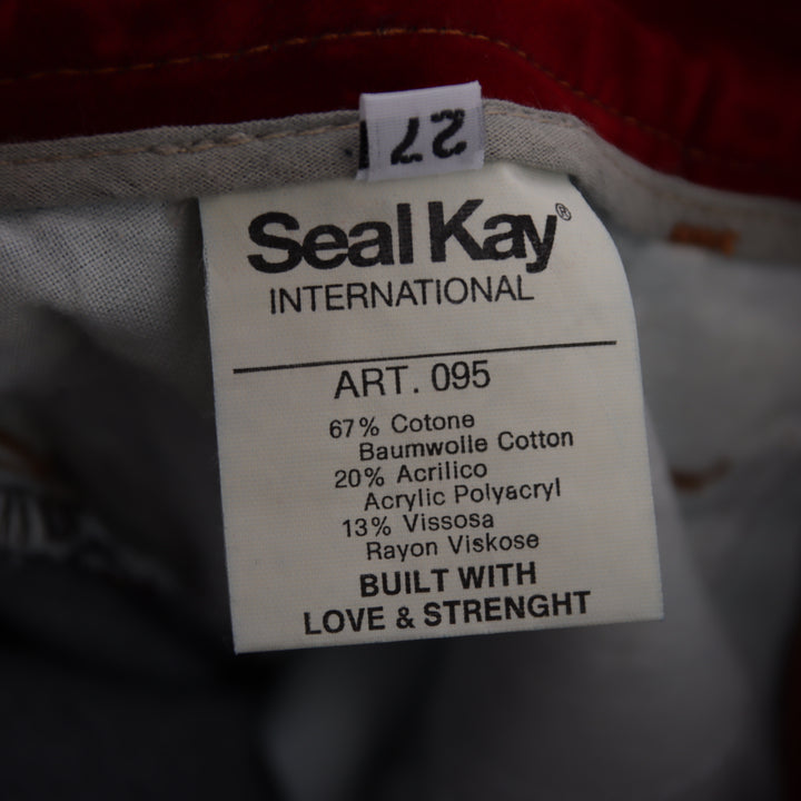 Seal Kay bootcut pantalone rosso in velluto liscio W27 da donna deadstock w/tags