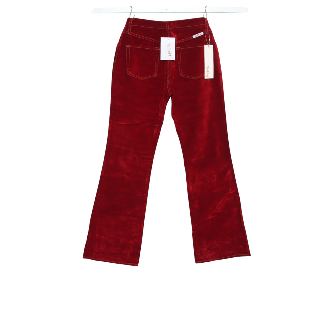 Seal Kay bootcut pantalone rosso in velluto liscio W27 da donna deadstock w/tags