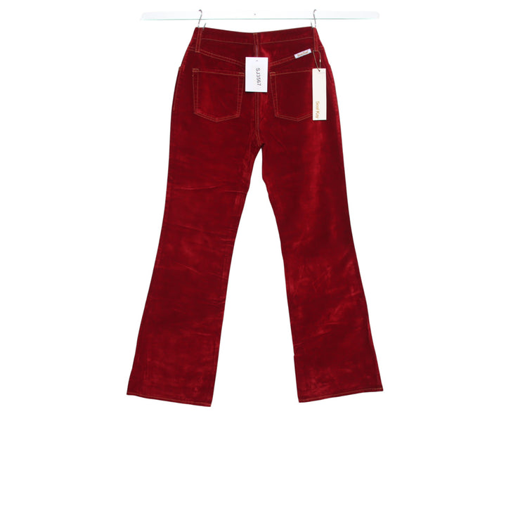 Seal Kay bootcut pantalone rosso in velluto liscio W27 da donna deadstock w/tags