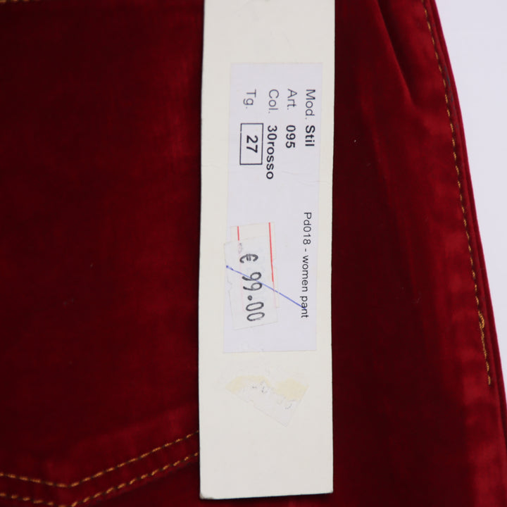 Seal Kay bootcut pantalone rosso in velluto liscio W27 da donna deadstock w/tags