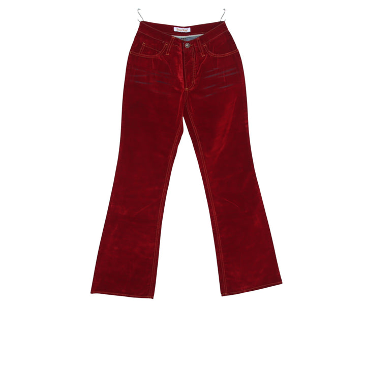 Seal Kay bootcut pantalone rosso in velluto liscio W26 da donna deadstock w/tags