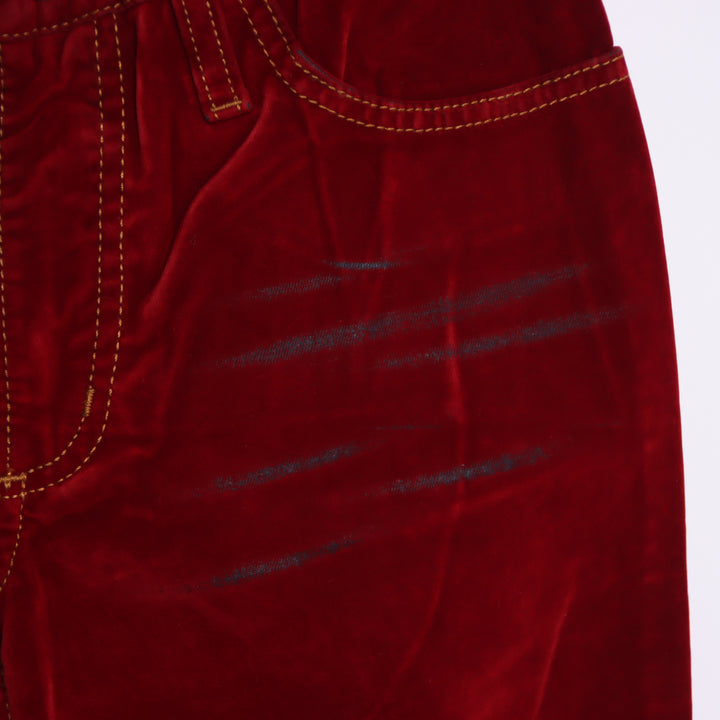 Seal Kay bootcut pantalone rosso in velluto liscio W26 da donna deadstock w/tags