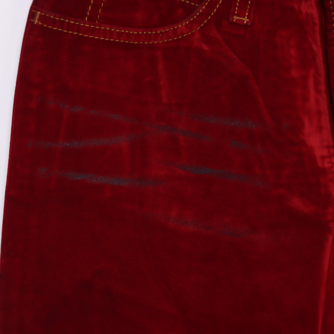 Seal Kay bootcut pantalone rosso in velluto liscio W26 da donna deadstock w/tags