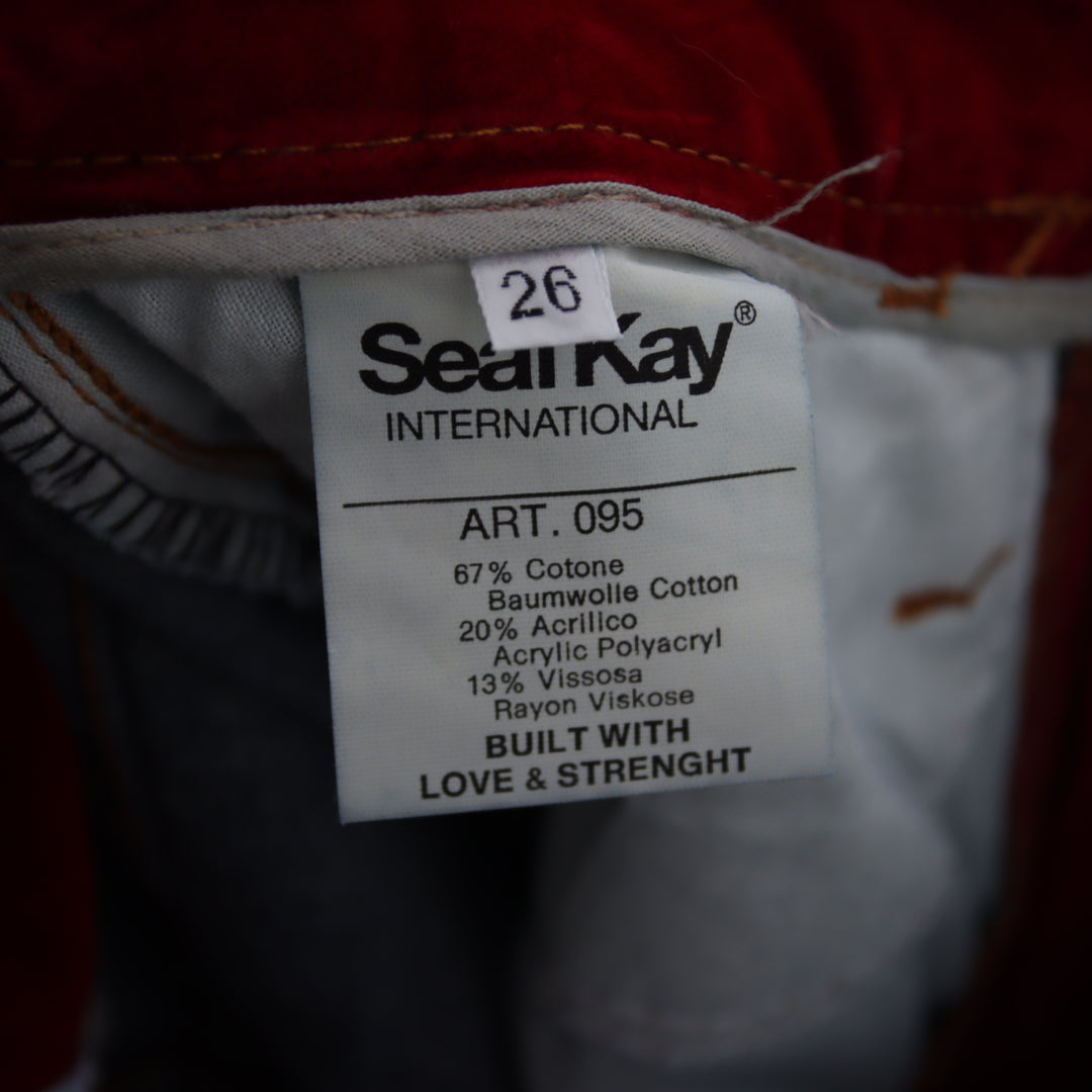 Seal Kay bootcut pantalone rosso in velluto liscio W26 da donna deadstock w/tags