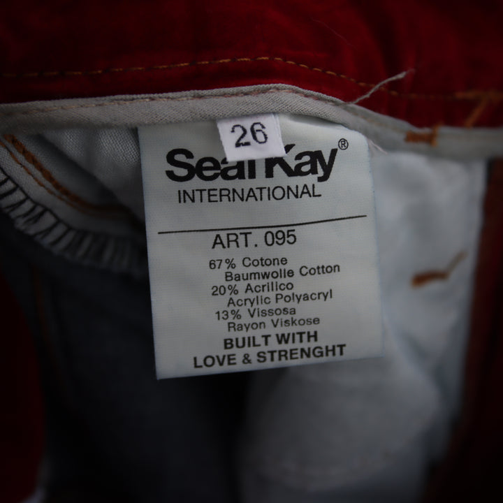 Seal Kay bootcut pantalone rosso in velluto liscio W26 da donna deadstock w/tags