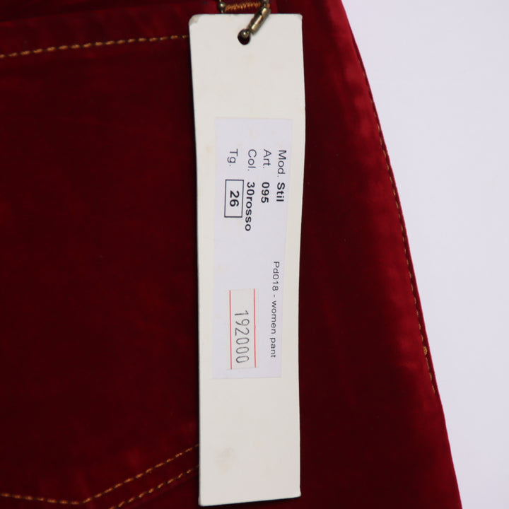 Seal Kay bootcut pantalone rosso in velluto liscio W26 da donna deadstock w/tags