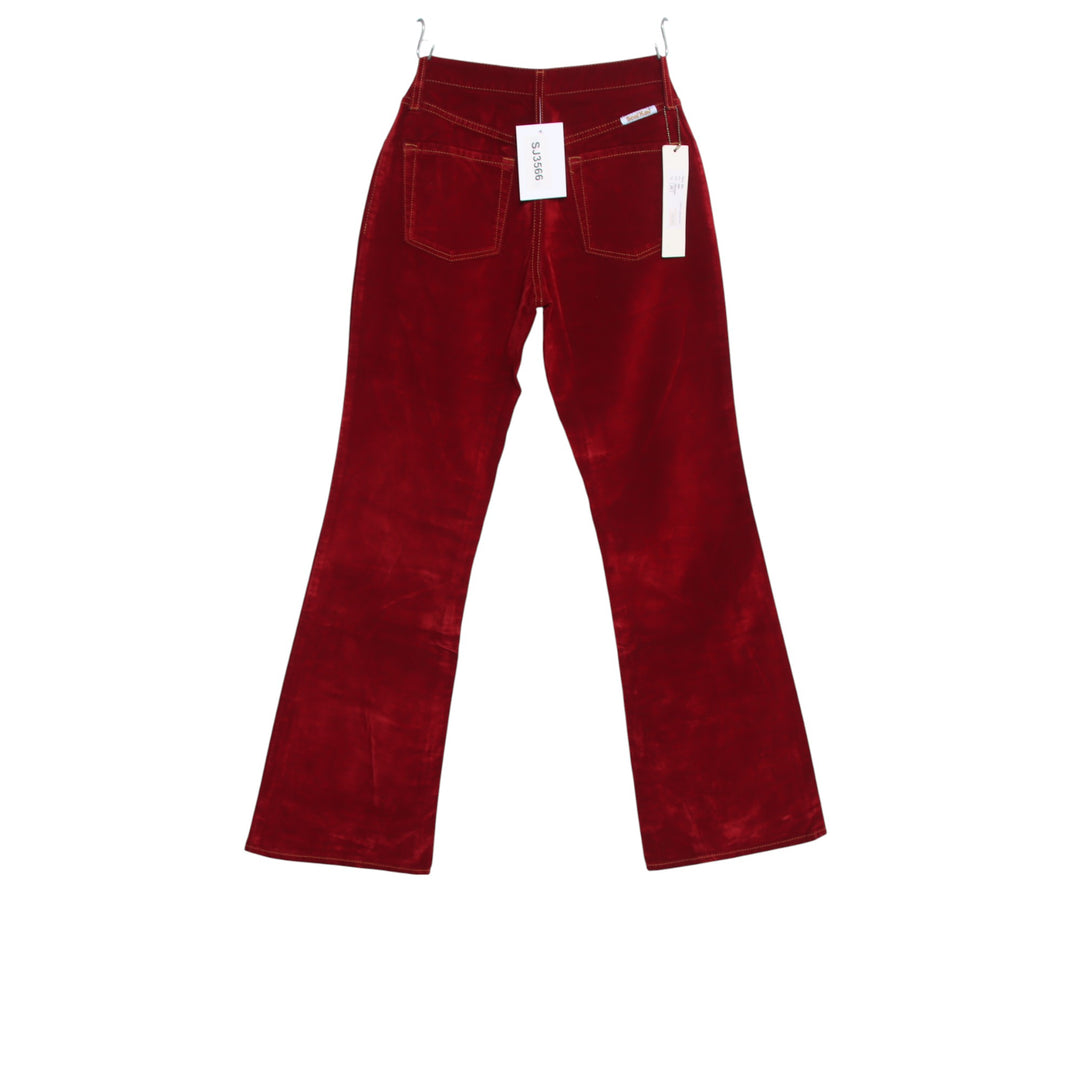 Seal Kay bootcut pantalone rosso in velluto liscio W26 da donna deadstock w/tags