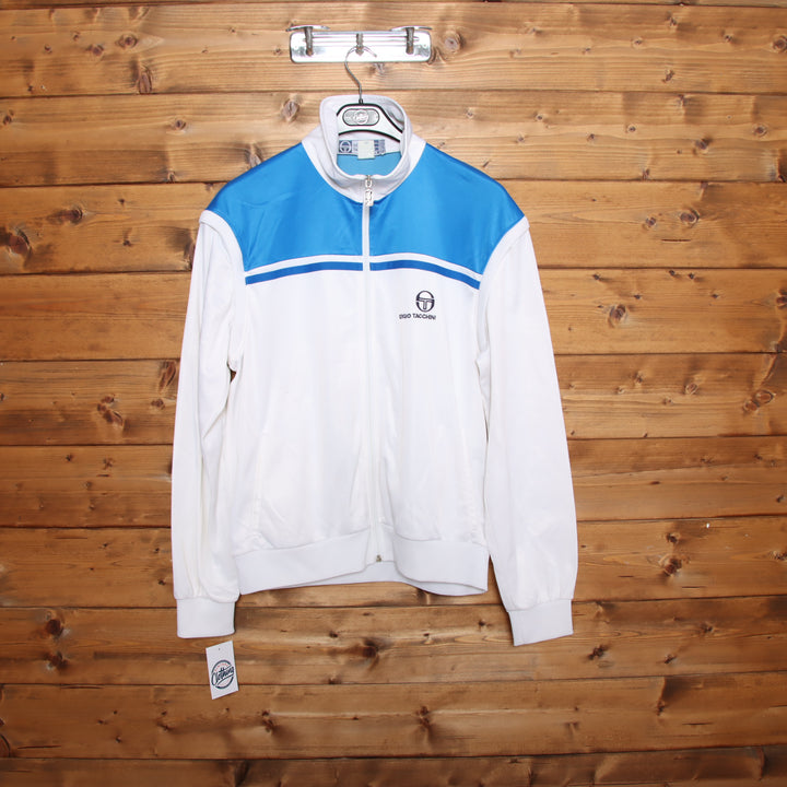 Sergio Tacchini Track Top Vintage Bianco e Blu Taglia 50 Uomo