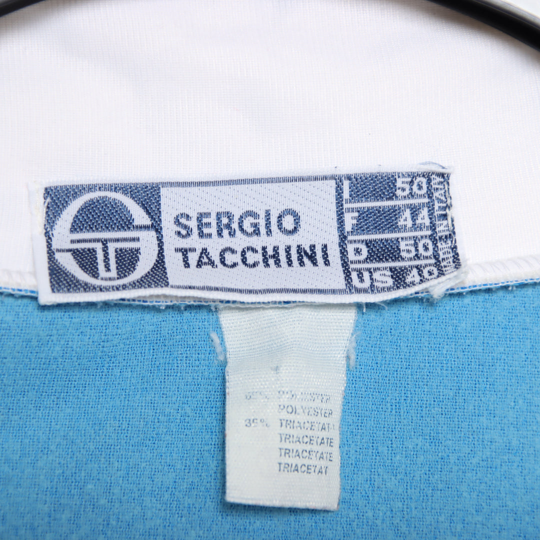 Sergio Tacchini Track Top Vintage Bianco e Blu Taglia 50 Uomo