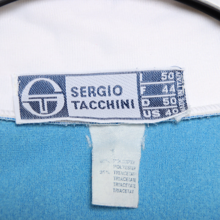 Sergio Tacchini Track Top Vintage Bianco e Blu Taglia 50 Uomo