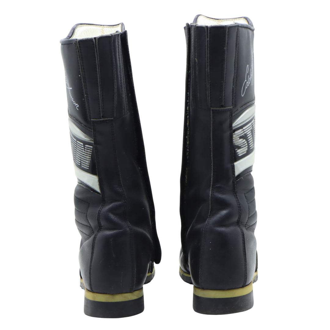 Styl Martin Eddie Lowson Stivale da Moto Vintage Nero in Pelle Numero 41 Uomo