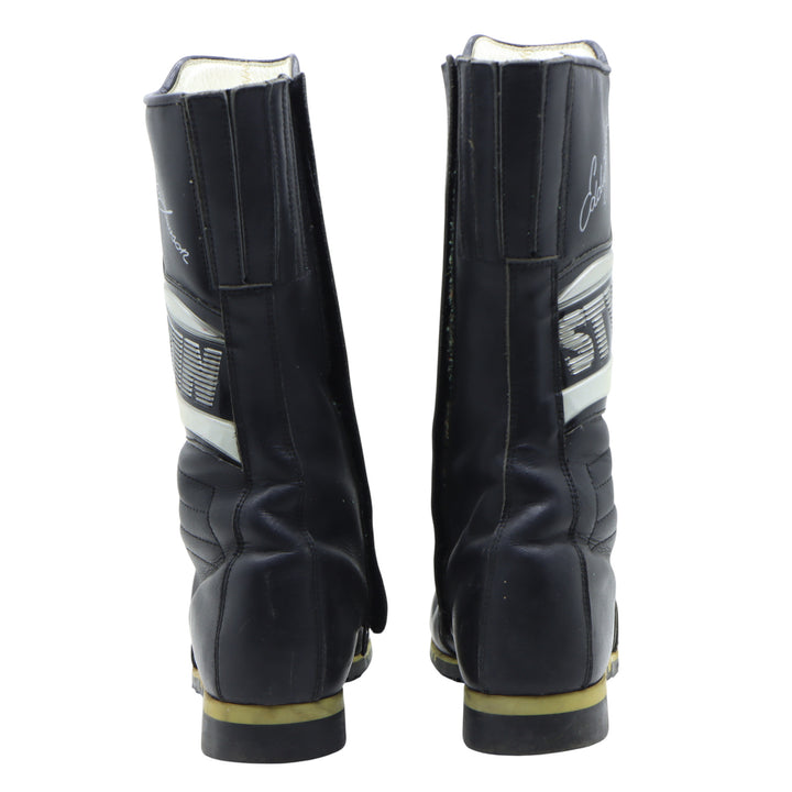 Styl Martin Eddie Lowson Stivale da Moto Vintage Nero in Pelle Numero 41 Uomo