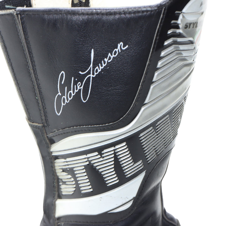 Styl Martin Eddie Lowson Stivale da Moto Vintage Nero in Pelle Numero 41 Uomo