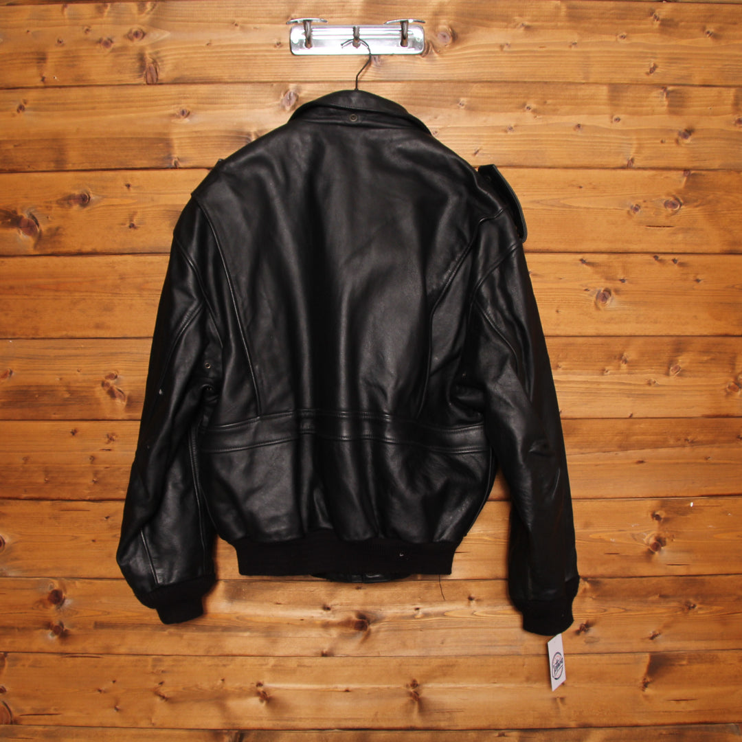 U.S. Force Aviator Giacca in Pelle Nera Taglia XXL Uomo Made in USA
