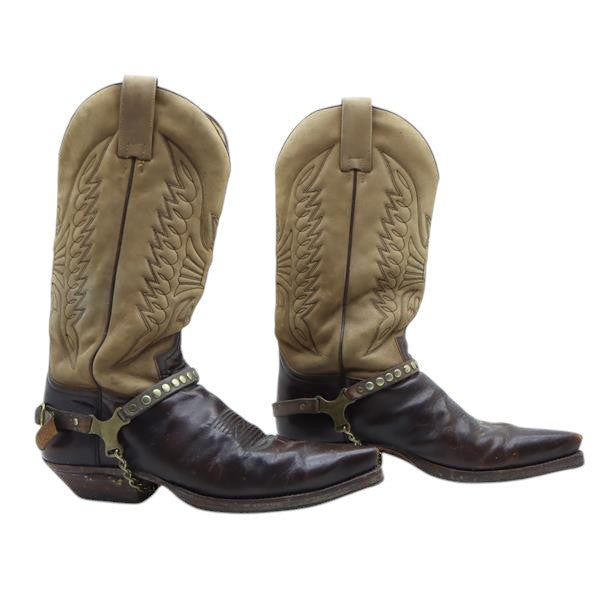 Ullbara stivale western marrone in camoscio e pelle numero 42 uomo