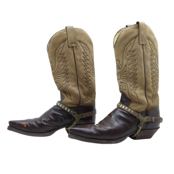Ullbara stivale western marrone in camoscio e pelle numero 42 uomo