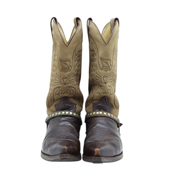 Ullbara stivale western marrone in camoscio e pelle numero 42 uomo