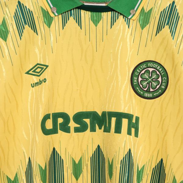 Umbro Celtic maglia da calcio vintage gialla e verde taglia L uomo made in England