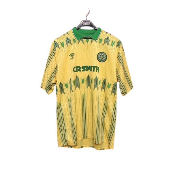 Umbro Celtic maglia da calcio vintage gialla e verde taglia L uomo made in England