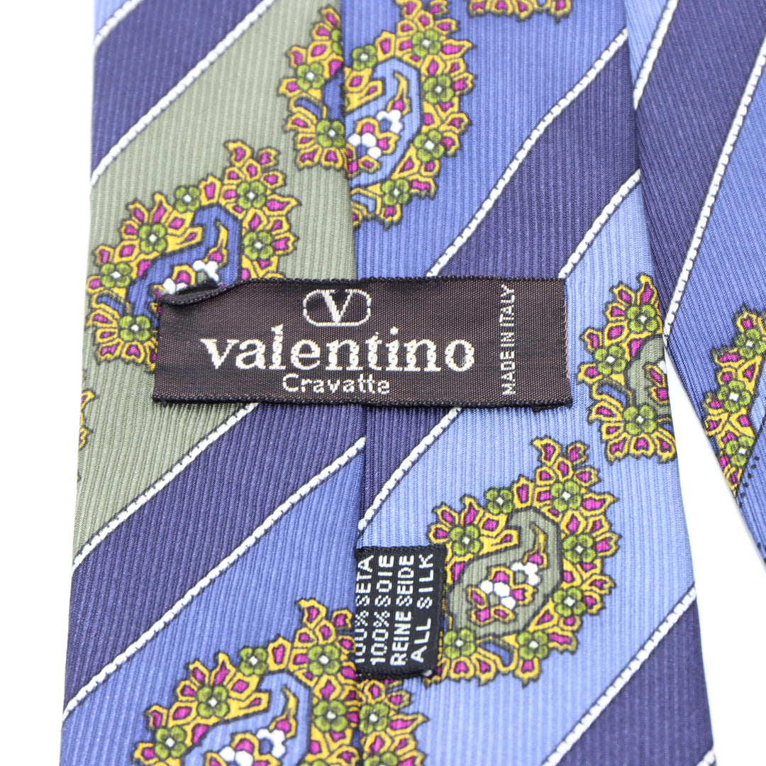 Valentino Cravatta Blu e Celeste in Seta Uomo