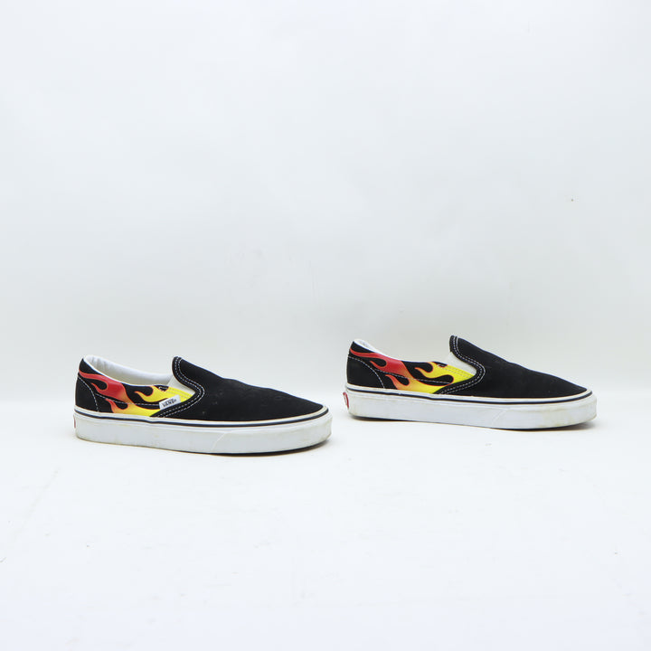 Vans Slip-On Scarpa Bassa Nera con Fiamme Numero 37 Unisex