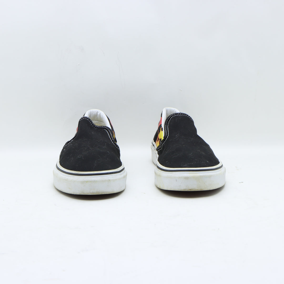 Vans Slip-On Scarpa Bassa Nera con Fiamme Numero 37 Unisex