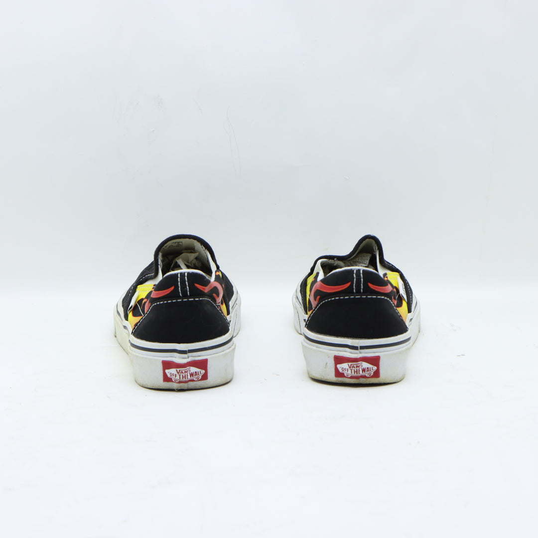 Vans Slip-On Scarpa Bassa Nera con Fiamme Numero 37 Unisex