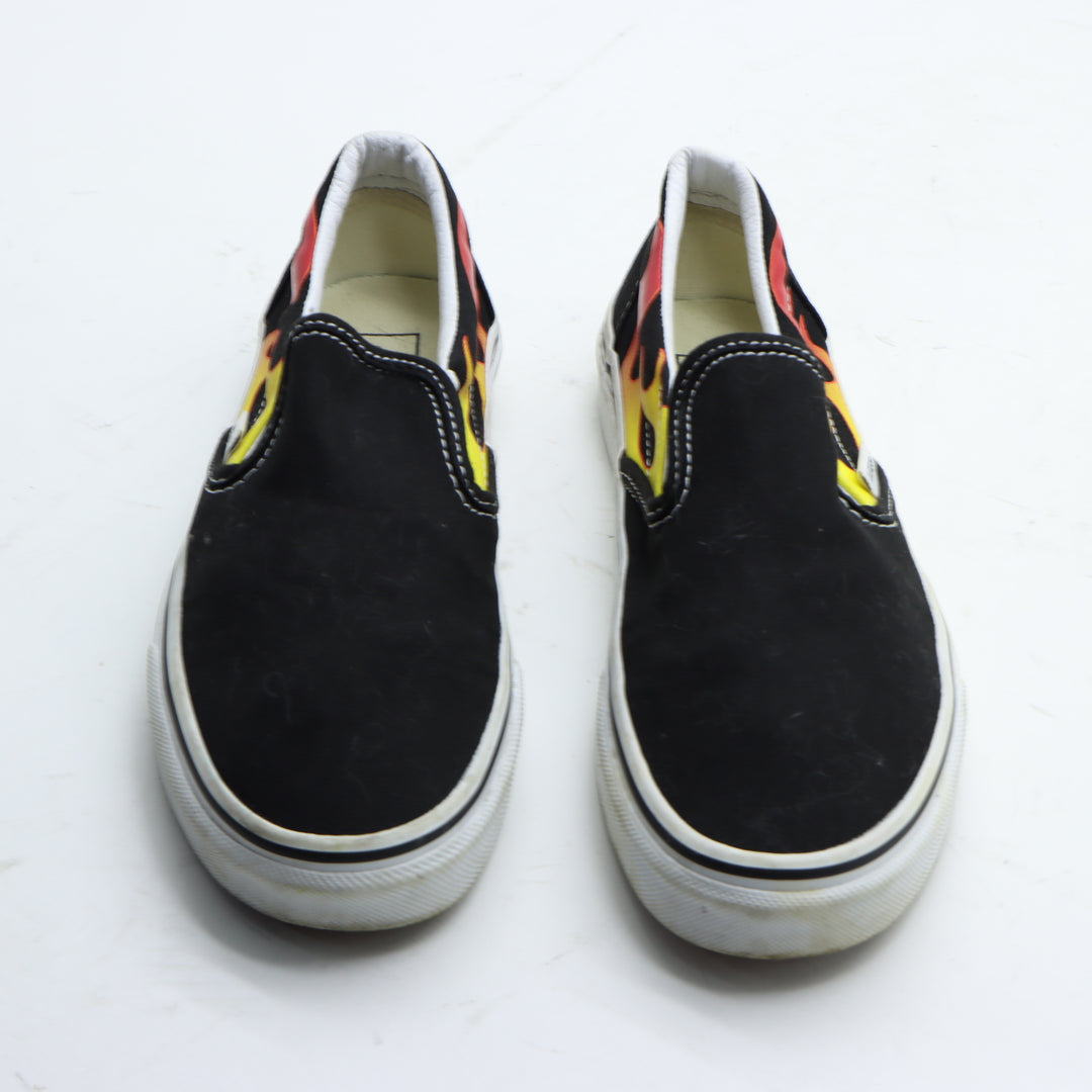 Vans Slip-On Scarpa Bassa Nera con Fiamme Numero 37 Unisex