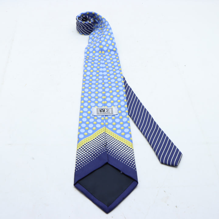 Versace V2 Cravatta Blu e Azzurro a Pois in Seta Uomo