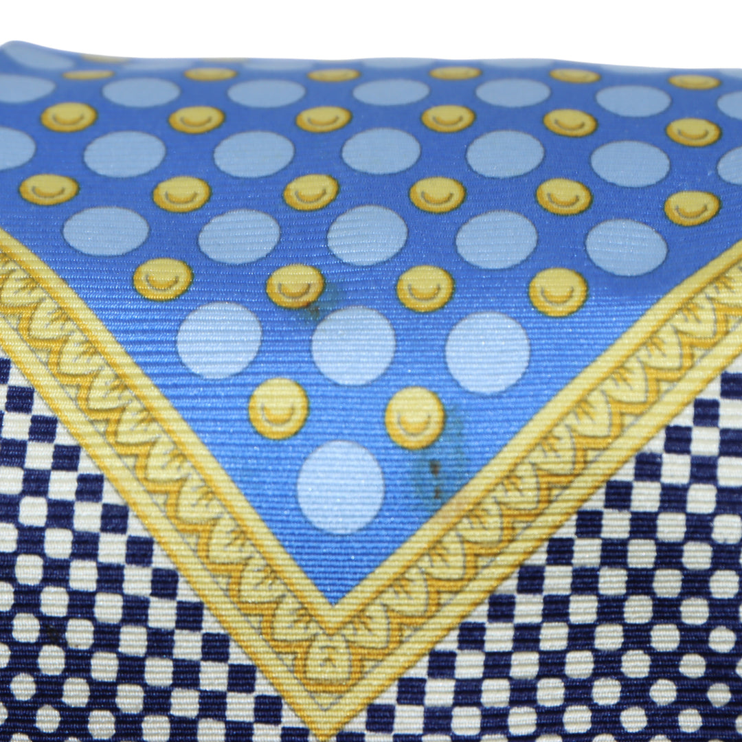 Versace V2 Cravatta Blu e Azzurro a Pois in Seta Uomo