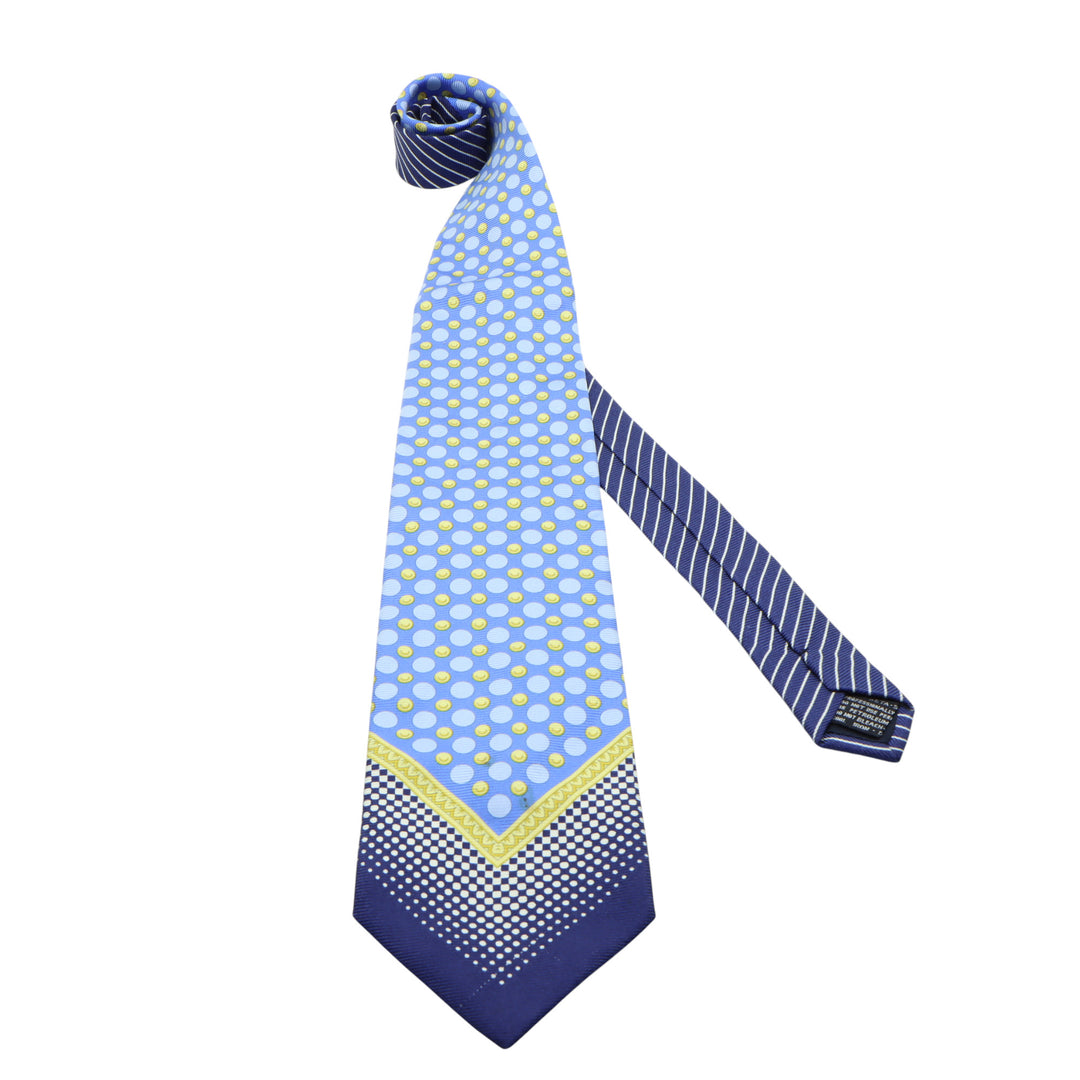 Versace V2 Cravatta Blu e Azzurro a Pois in Seta Uomo
