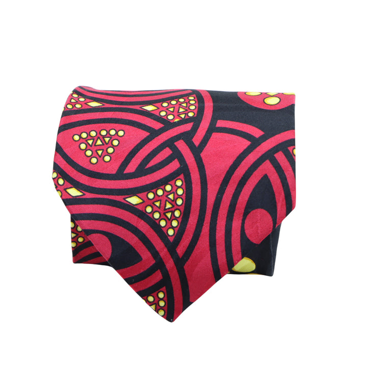 Versace V2 Cravatta Nera e Rossa con Fantasia in Seta Uomo