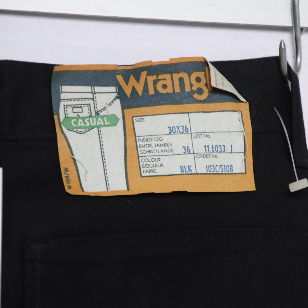 Wrangler Casual W30 L36 jeans vintage 70' in denim nero unisex deadstock w/tags