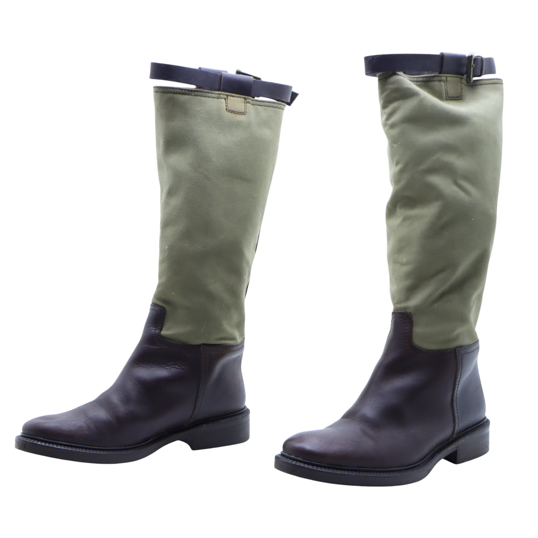 XVS Stivale Marrone e Beige in Tessuto e Pelle Numero 39 Donna