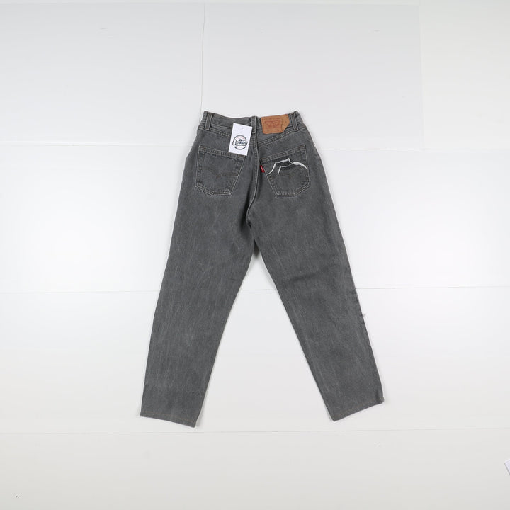Levi's 901 Mom Fit Custom W26 L30 Grigio Strappato Donna Vita Alta