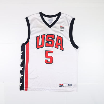 Maglia da Basket NBA Reebok USA Kidd 5 Vintage 2000 Taglia S Bianca
