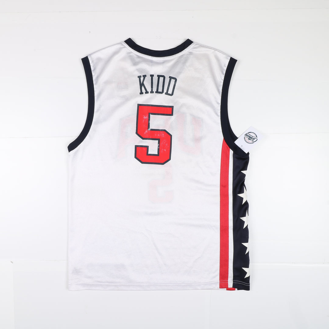 Maglia da Basket NBA Reebok USA Kidd 5 Vintage 2000 Taglia S Bianca