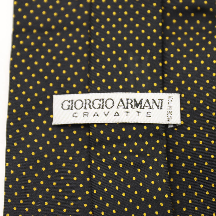 Giorgio Armani Cravatta Uomo Vintage Nero 100% Seta