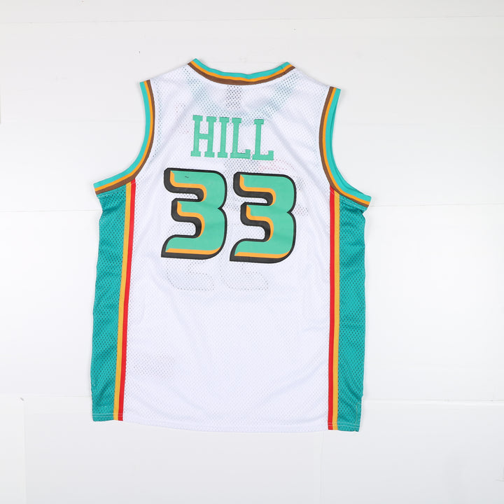 Maglia da Basket NBA Nike Detroit Pistons Hill 33 Vintage 90' Taglia M Bianca