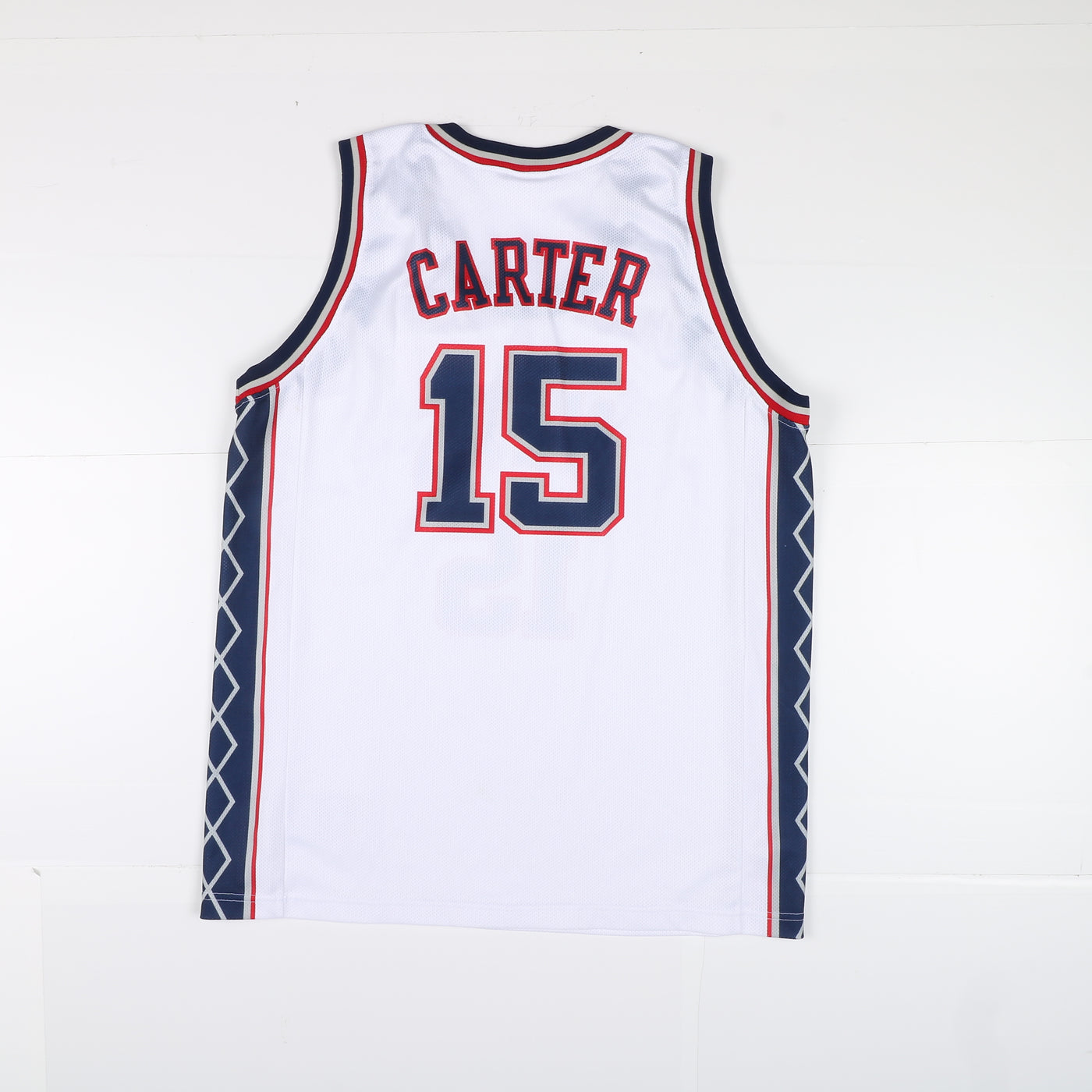 Maglia da Basket NBA Champion New Jersey Nets Carter 15 Taglia XL Bianca