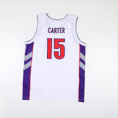 Maglia da Basket NBA Champion Toronto Raptors Carter 15 Taglia L Bianca