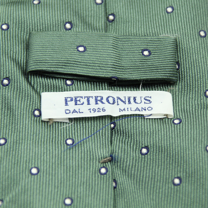 Petronius Cravatta Vintage Verde a Pois in Seta Uomo